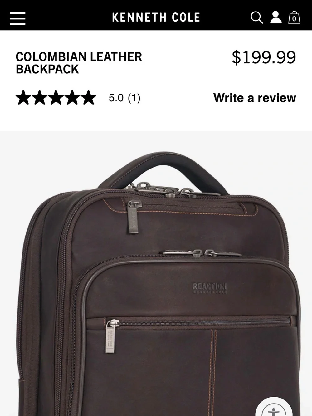 Kenneth Cole Leather Men's Backpack -  Travel & Work Bag